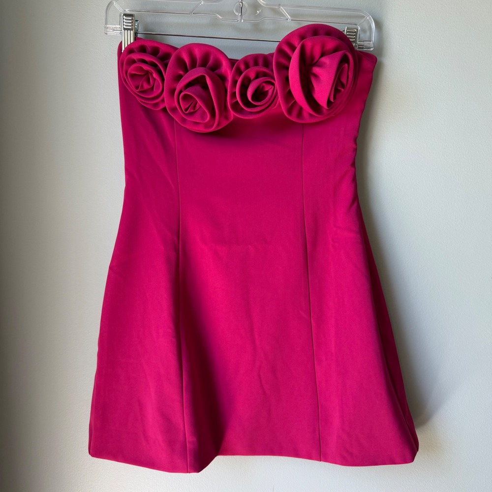Peppermayo Patsie Fushia Pink Mini Dress Rosettes Party Barbie Coquette Small 4